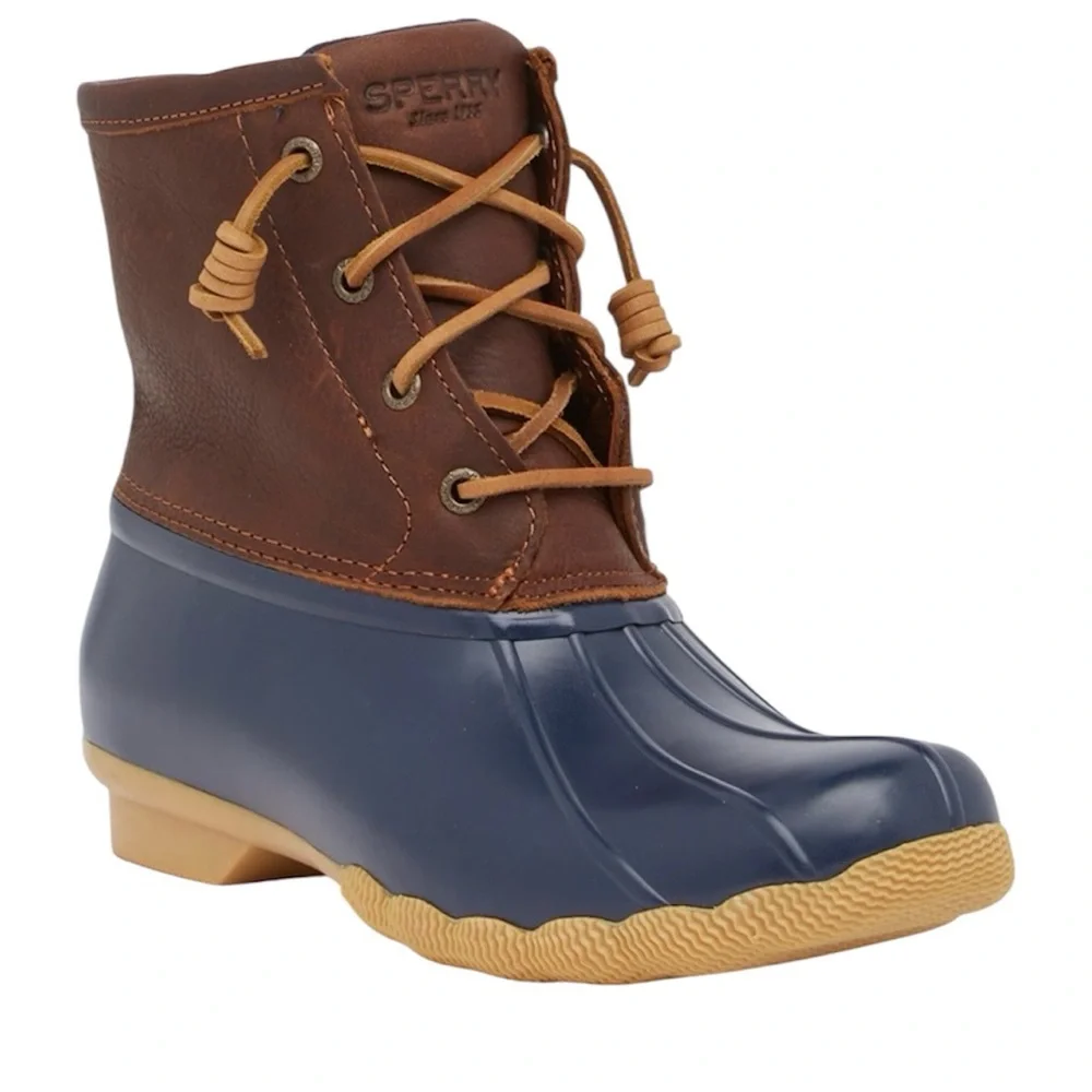 Sperry NWT Saltwater Duck boots navy blue & tan women’s 7